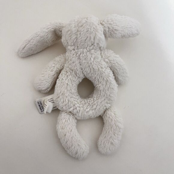 Little Jellycat Off-White Bunny Rabbit Plush Ring Rattle Lovey Toy Grabber 7'' - Picture 8 of 10